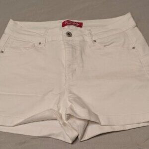 Butt I Love You Short Shorts Women's M White Wax Jeans Hemmed Pullon - EUC